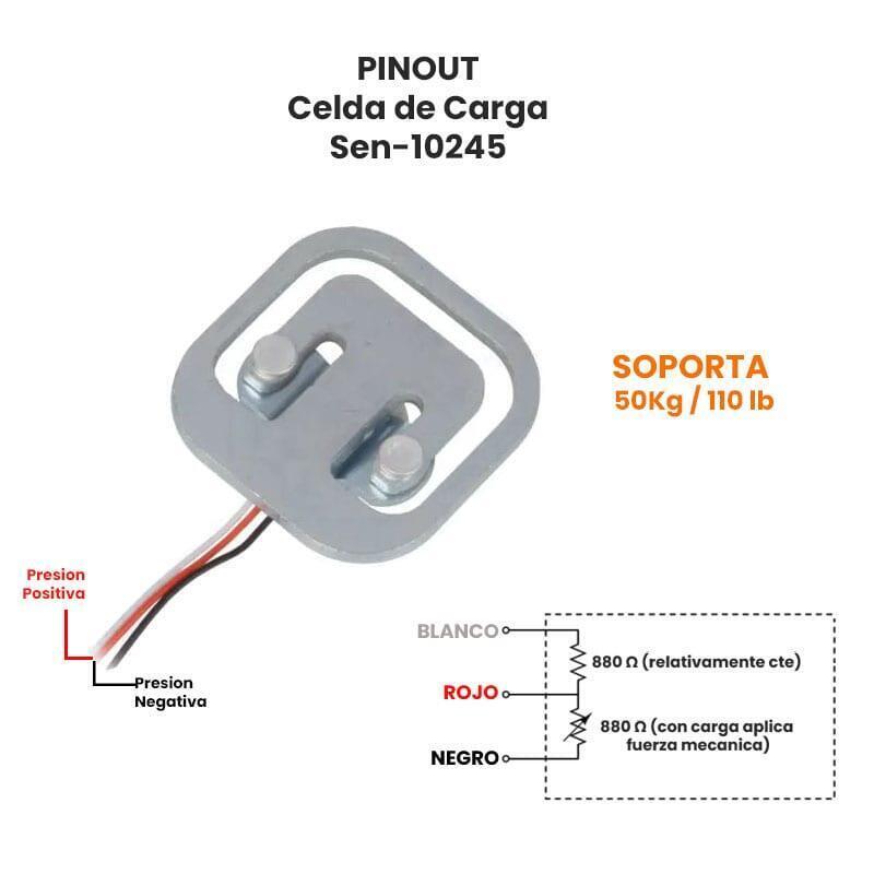 Imagen de Celda De Carga 50kg Sensor De Fuerza Peso Mas Módulo Hx711