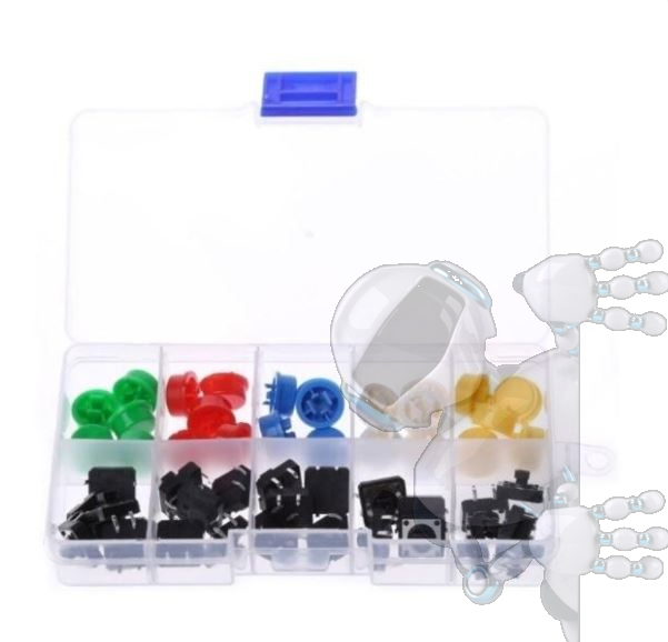 Imagen de Kit 25 Pulsadores Botones Interruptores en Caja