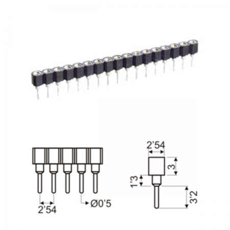 Imagen de Pack de 2 Regleta Profesional Hembra 2.54mm 40P