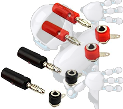 Imagen de Kit 1 par Conectores banana Macho y hembra negro y Rojo