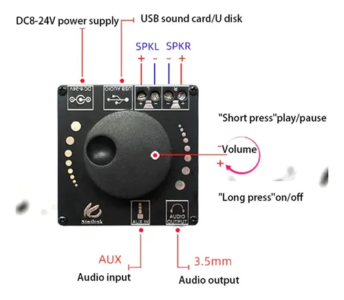 Imagen de Amplificador 50w Estéreo Ap3016d Bluetooth Aux Usb 5-27v