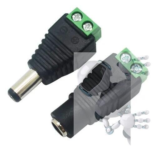 Imagen de Kit Pareja Conector Jack 5.5x2.1 mm MH Bornera Block 2P
