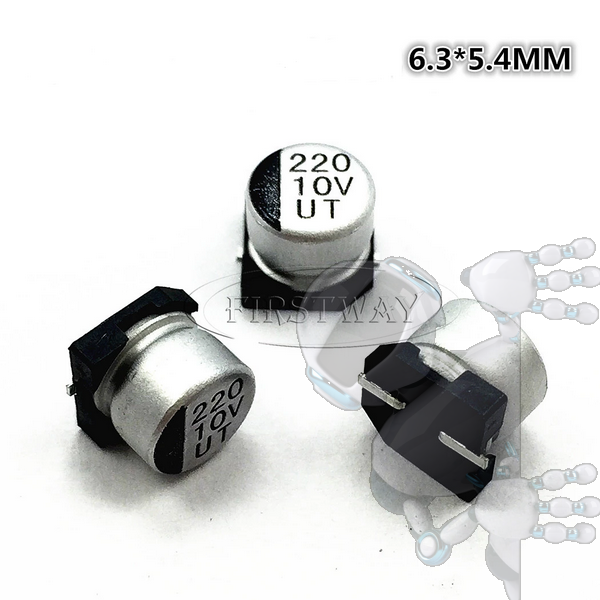 Imagen de Kit x4 Capacitor Electrolítico De Aluminio 220 uF 10V 6.3x5.4 mm SMD