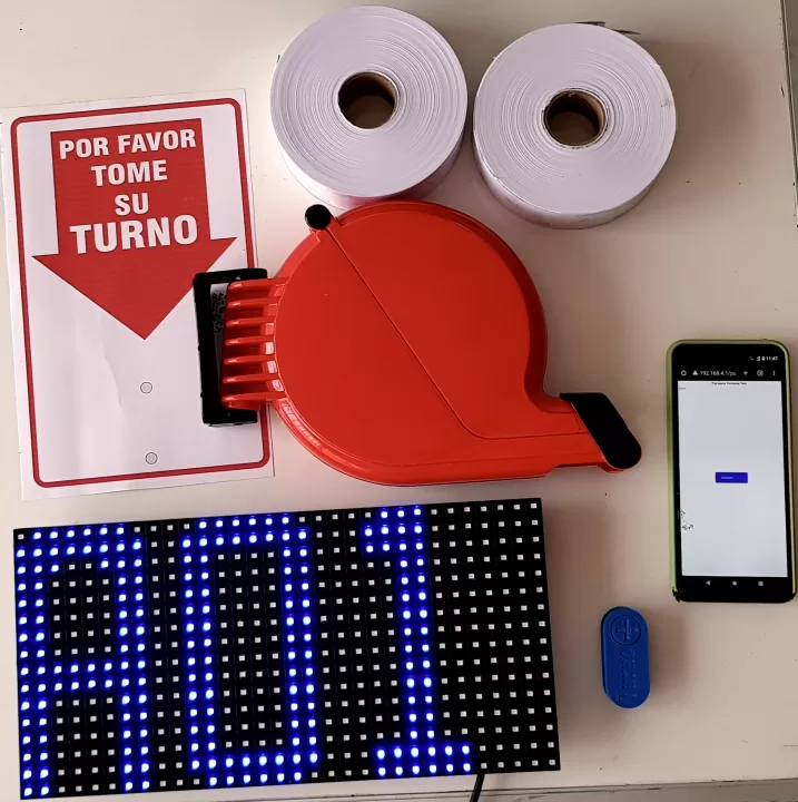 Imagen de Kit Turnero Inalambrico Digiturno Publicitario Aviso Led Organizador de colas turno