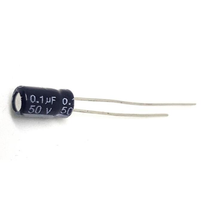 Imagen de CAPACITOR ELECTROLÍTICO DE ALUMINIO 0.1UF 50V 5X11 MM