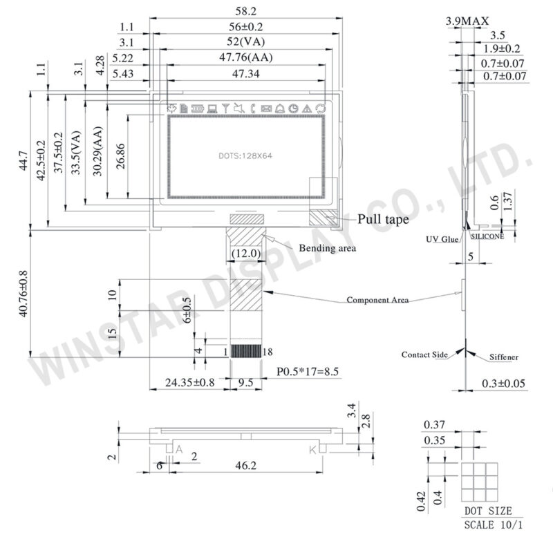 Módulo LCD 12864 IIC 4P 128X64 I2C ST7567S COG placa de pantalla gráfica Panel LCM pantalla de matriz de puntos 128x64 para Arduino - Imagen 4